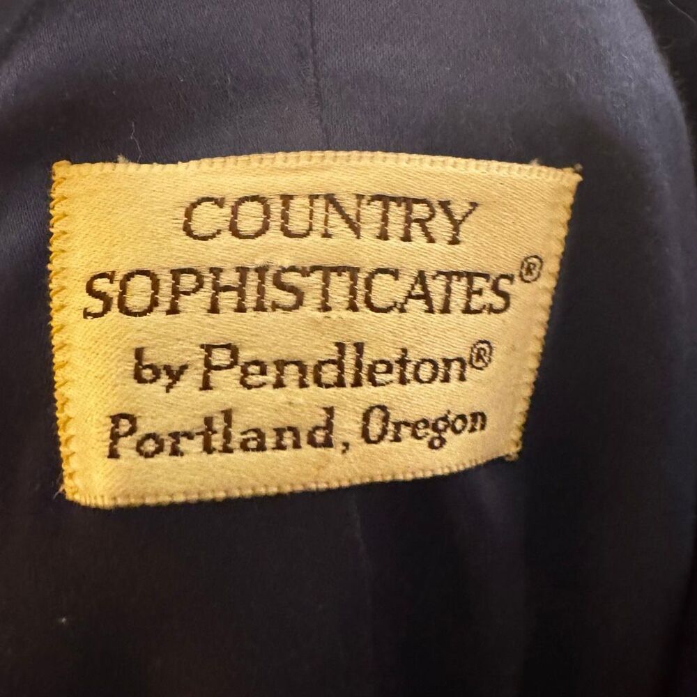 Vintage Country Sophisticates by Pendleton Blue Geometric Aztec Wool Coat – Port - Picture 6 of 7